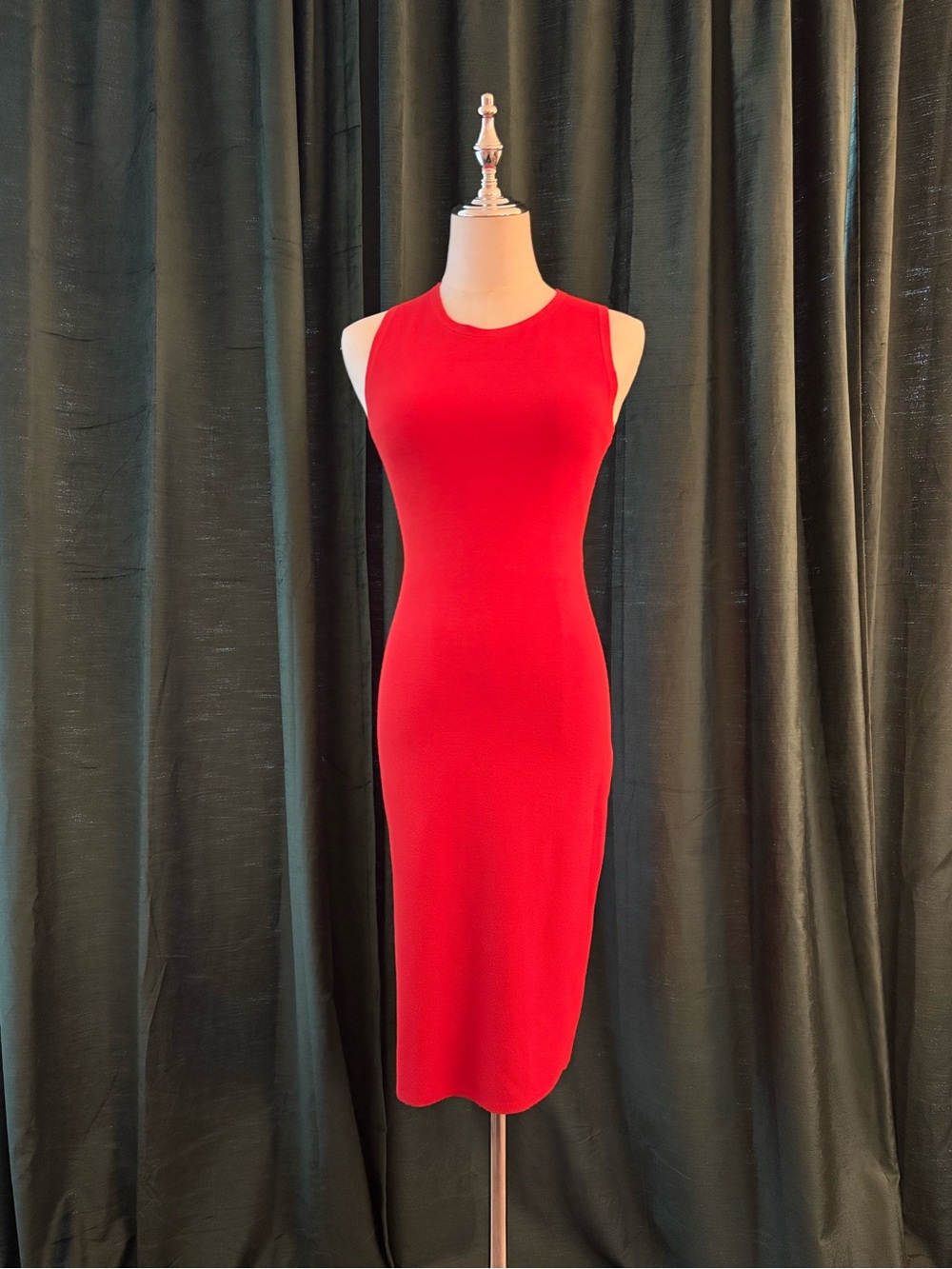 Theory Red Open Back Midi Bodycon Dress